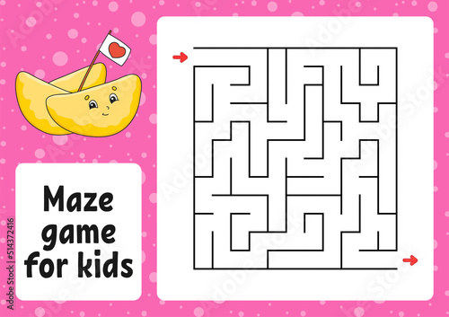 Maze game for kids. Funny labyrinth. Activity worksheet. Puzzle for children. cartoon style. Logical conundrum. Color vector illustration.