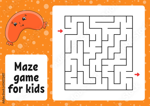 Maze game for kids. Funny labyrinth. Activity worksheet. Puzzle for children. cartoon style. Logical conundrum. Color vector illustration.