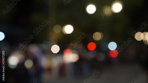 Bokeh blurred night city lamp