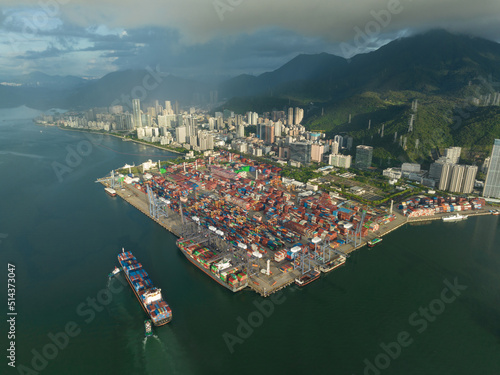  Aerial footage of Yantian international container terminal in Shenzhen city, China