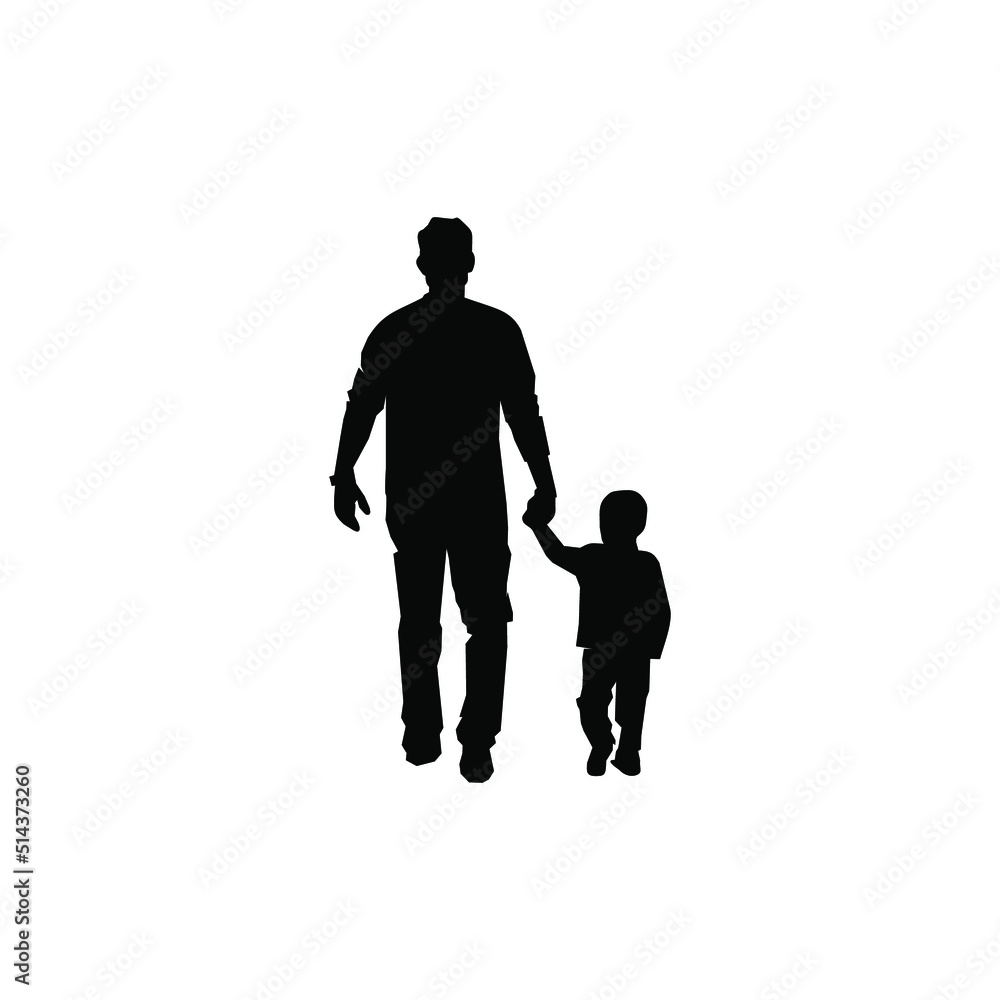 Father holding the son silhouette vector stock illustration