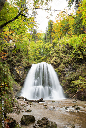 beautiful waterfall Josefstal in autumn  hiking destination Schliersee