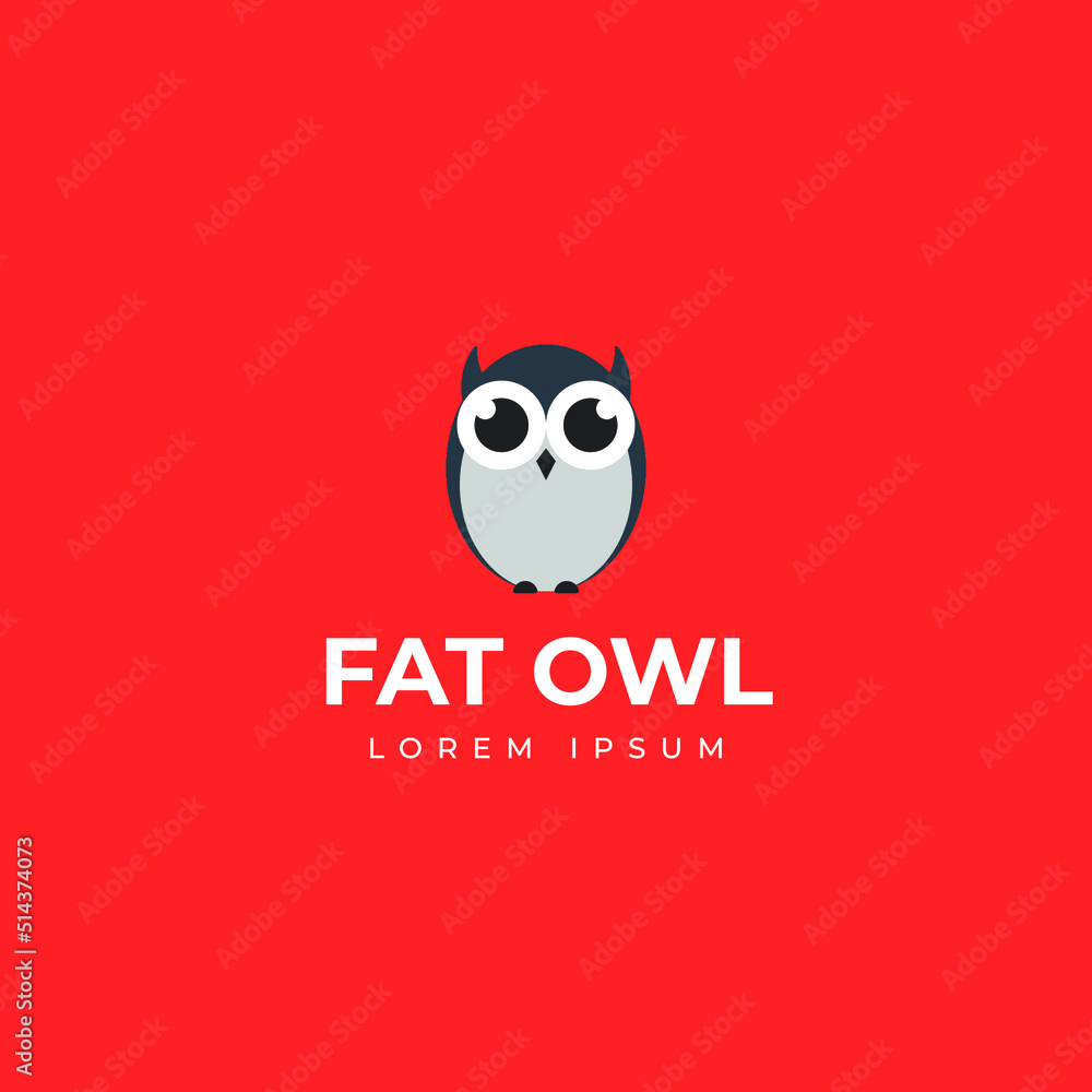 Naklejka premium Fat owl logo design template