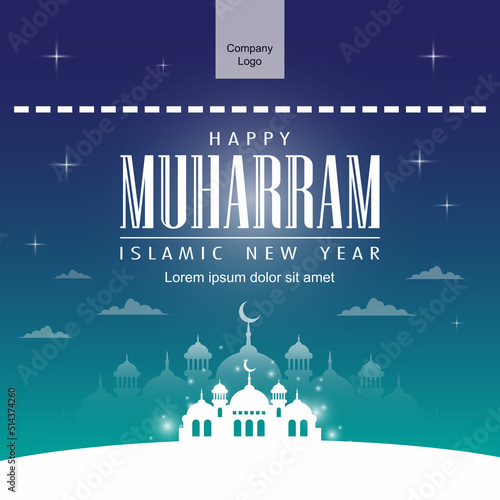 Elegant Happy Muharram Islamic New Year greeting Design