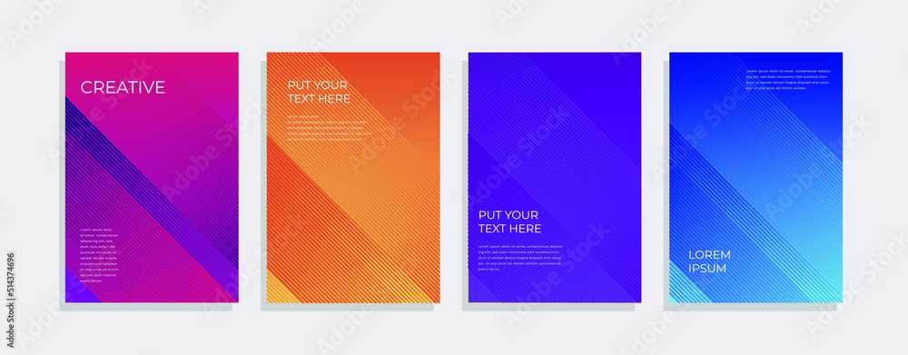 Set of modern gradient covers design. Colorful gradient vector background. Modern template design for cover or web