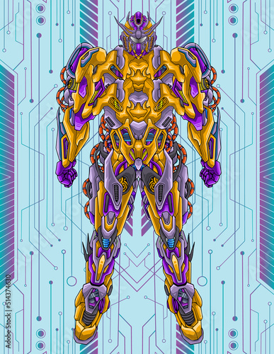 Fotografie Futuristic megatron mecha robot with head hand body leg illustration
