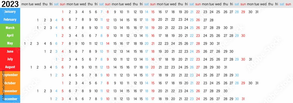 2023 Calendar year. Calendar template for 2023. Week Starts on Sunday
