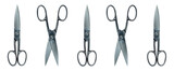 Topview of Set Metal Scissors on White Background
