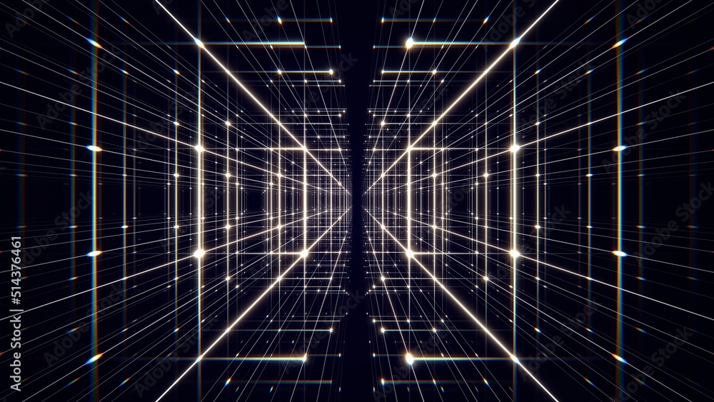 Obraz premium ビジネス VJ トンネル ワイヤーフレーム 格子 白 [別Verあり]