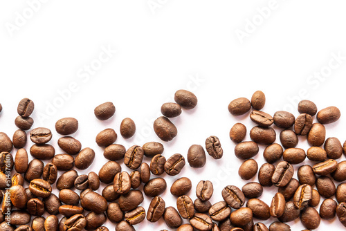 Close up of Coffee beans on white background