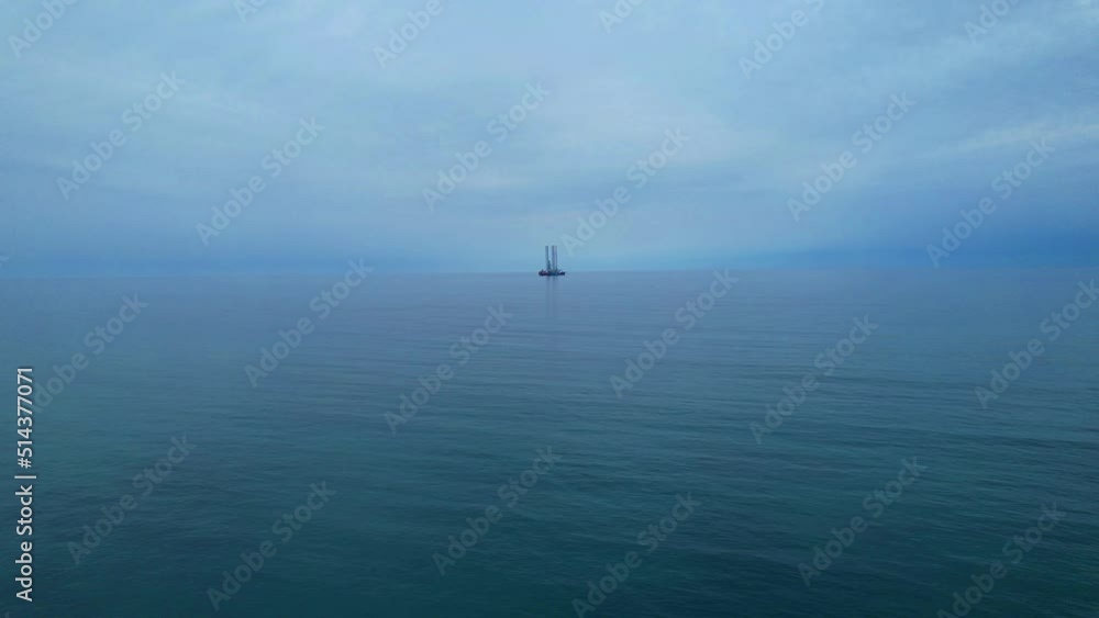 Flying towards an oil prospecting boat on the high seas of Sao Tome,Africa Flying towards an oil prospecting boat on the high seas of Sao Tome,Africa
