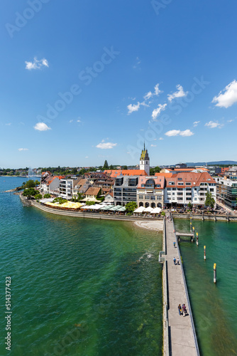 Friedrichshafen waterfront at lake Constance Bodensee travel traveling portrait format from above in Germany