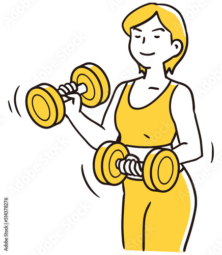 ダンベルで鍛える女性