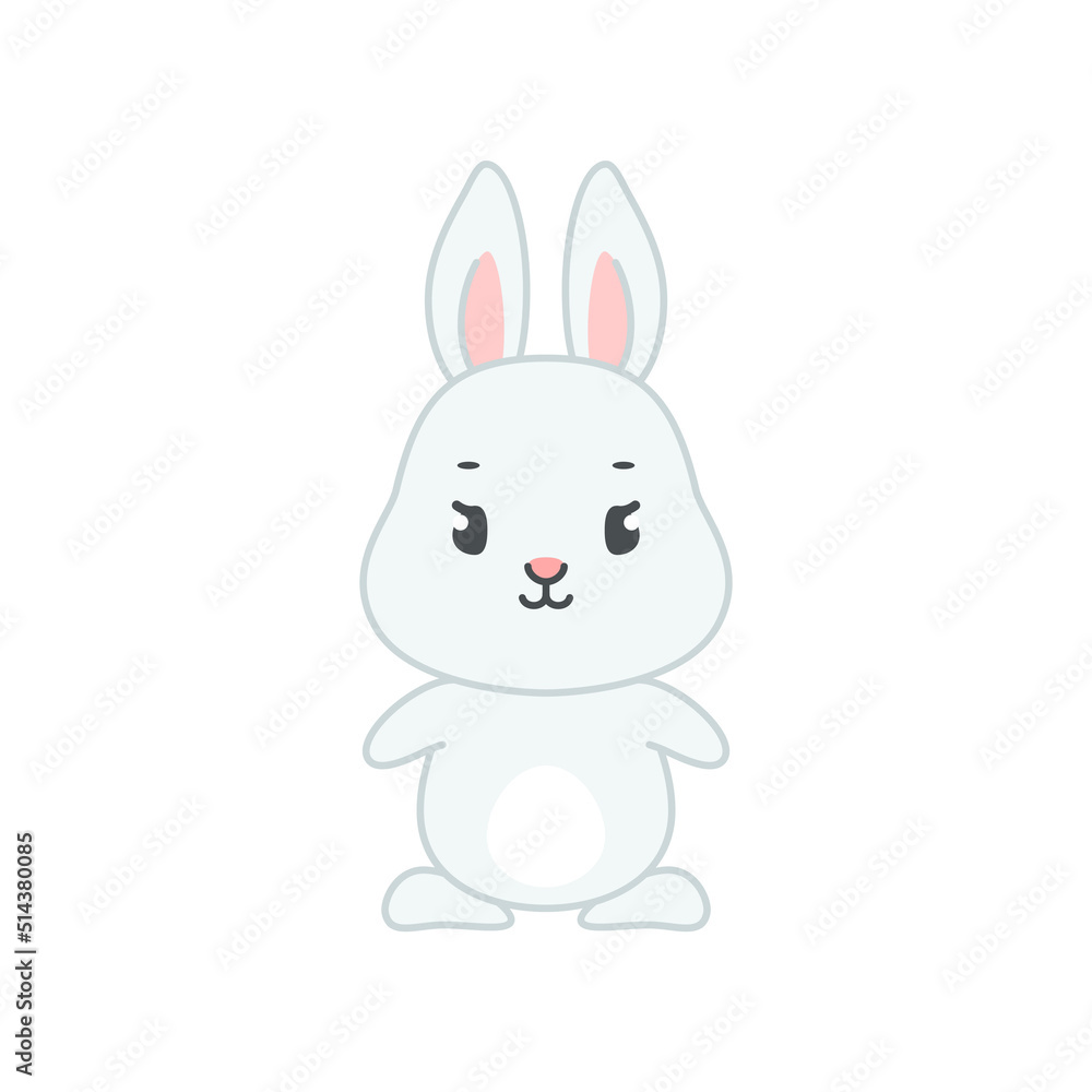 Cute bunny. Flat cartoon illustration of a little gray rabbit isolated on a white background. Vector 10 EPS. Cute bunny. Flat cartoon illustration of a little gray rabbit isolated on a white background. Vector 10 EPS.