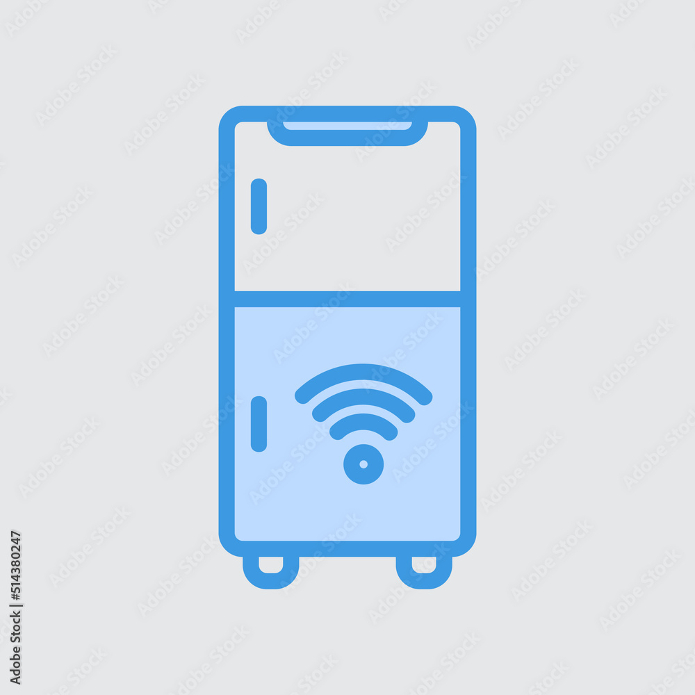 Smart refrigerator icon in blue style about smart home, use for website mobile app presentation Smart refrigerator icon in blue style about smart home, use for website mobile app presentation