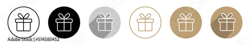 Geschenk / Gutschein Lineart Vektor Icon Set rund in goldbraun