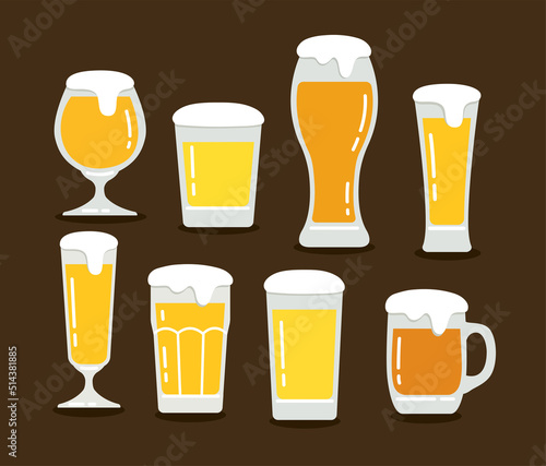 beer glassware icon set vector illustration