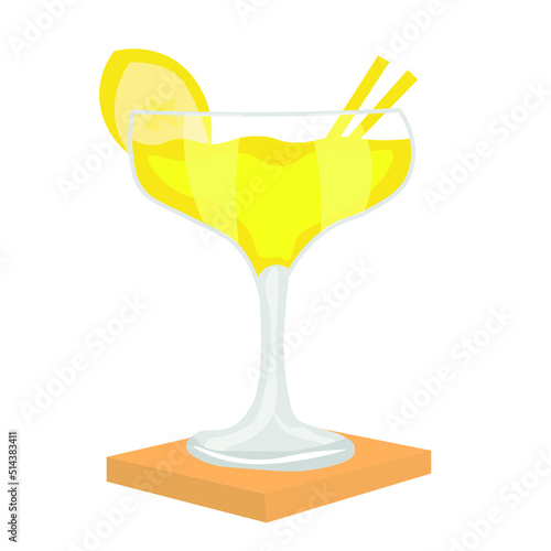 Glass of tasty daiquiri cocktail on white background