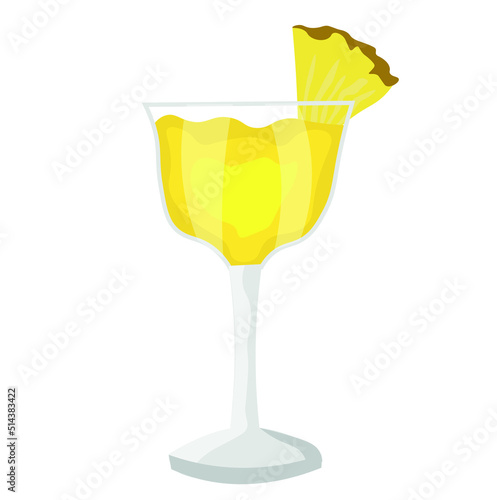 Glass of tasty pineapple daiquiri cocktail on white background