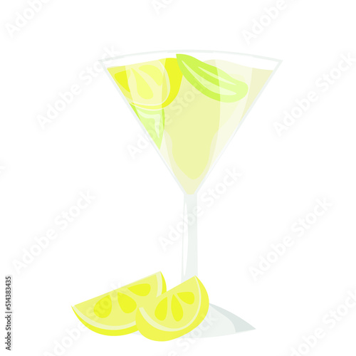 Glass of tasty daiquiri cocktail on white background