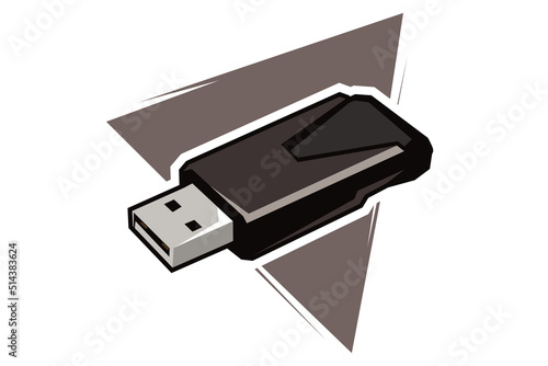 simple USB flash drive isolated on white background. data storage device isolation. USB flash drive vector illustration. 