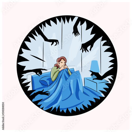 woman having nightmare from slepping