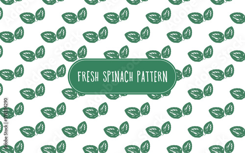 Green spinach seamless pattern for care, restaraunt, menu, background	