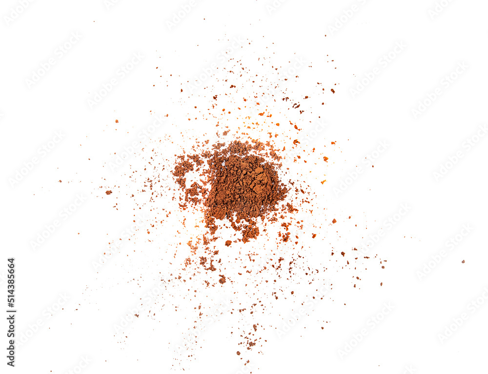 top view cocoa powder on white background,isolated