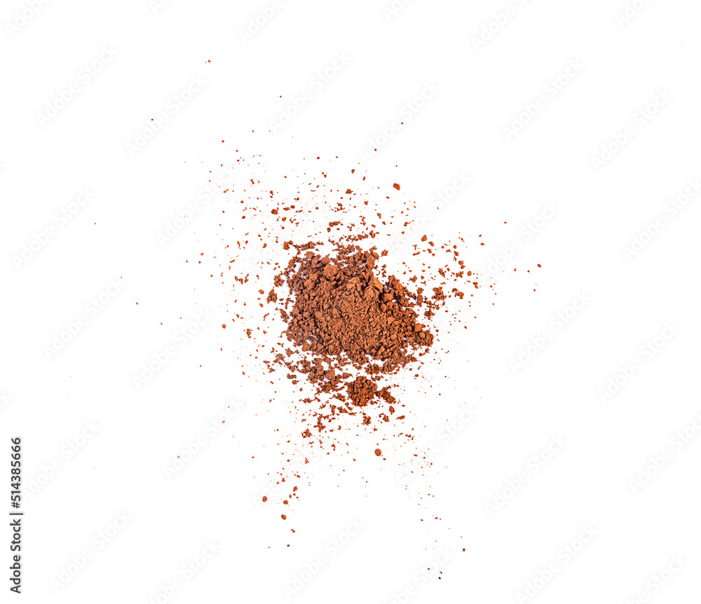 chocolate powder on a white background,isolated top view