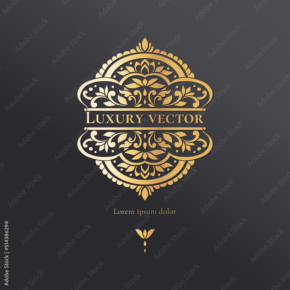 Golden decorative frame on a black background. Vintage, paisley vector elements. Traditional, Turkish, Indian motifs. Great for fabric and textile, wallpaper, packaging or any desired idea.