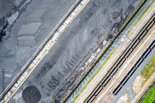 Coal transport train and coal yard