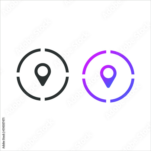 Location pin icon button, in solid and gradient color