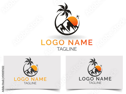 Tour company creative logo design. travel agency logo. beach logo  