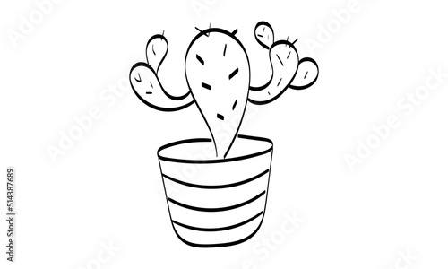 Cute Cactus sketch vector hand drawn illustration for print or use as poster  card or T shirt