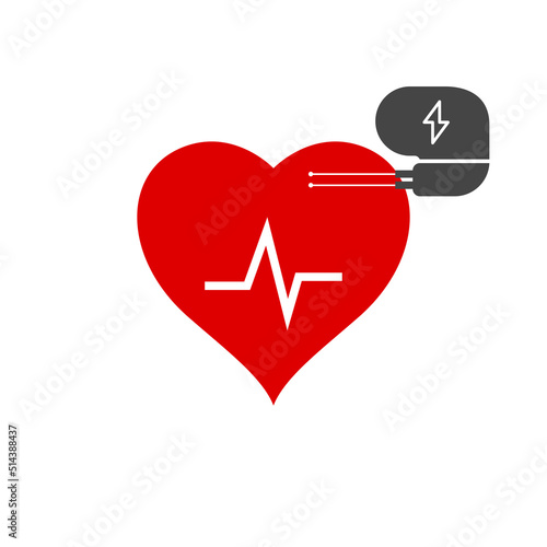 Artificial cardiac pacemaker icon. Flat vector illustration isolated on white background.