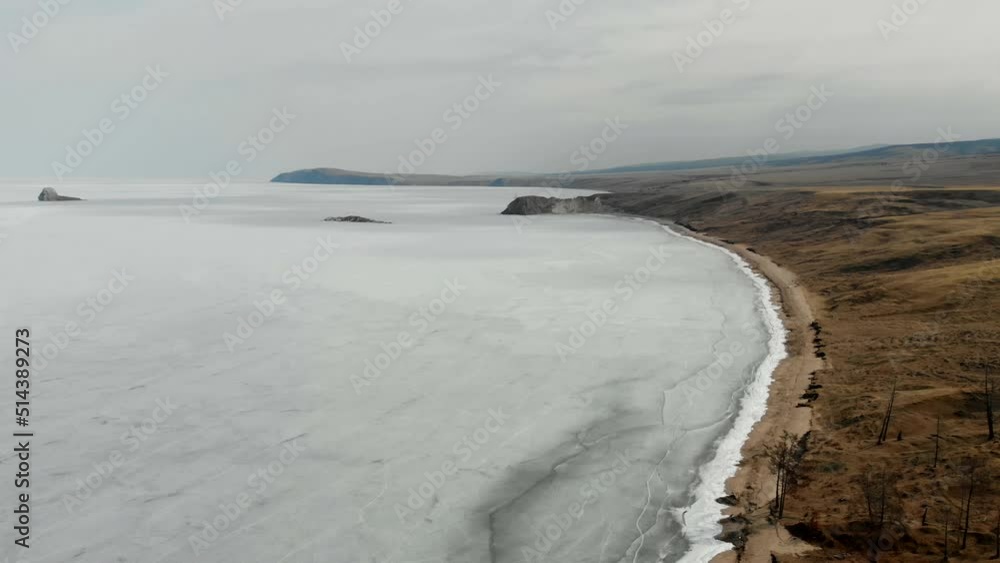 amazing landscape with frozen lake Baikal in island Olkhon in winter day, picturesque nordic nature amazing landscape with frozen lake Baikal in island Olkhon in winter day, picturesque nordic nature