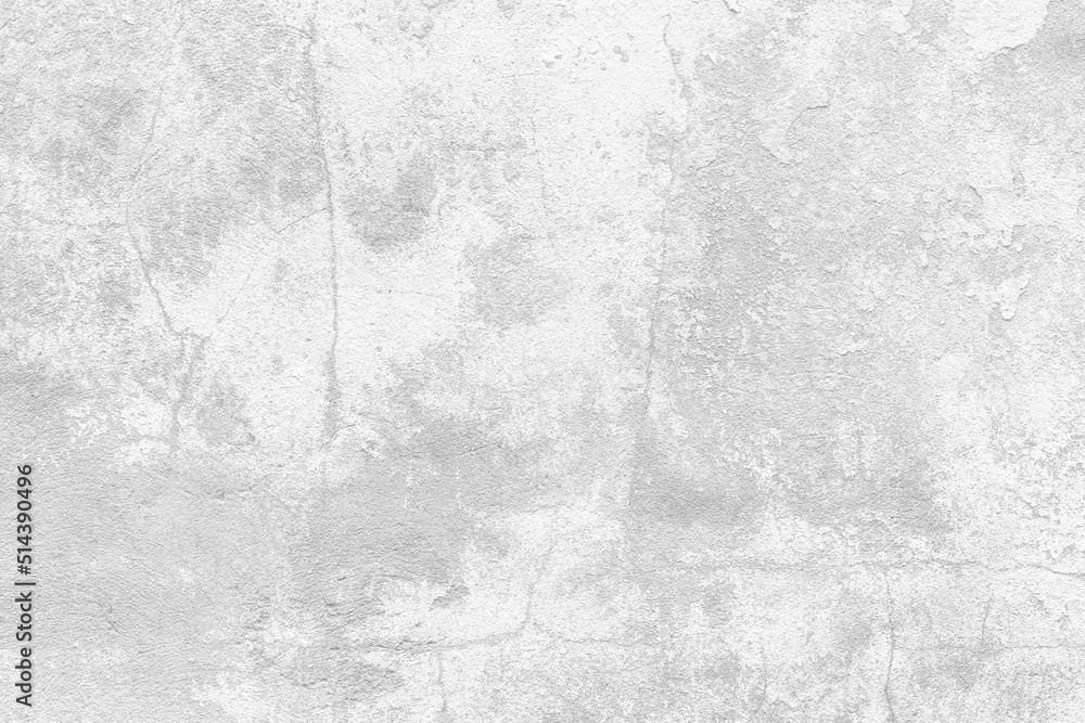Old rough gray concrete wall with stucco relief pattern, photo texture. White scratched background. Light grey beton surface. Cement grunge floor.