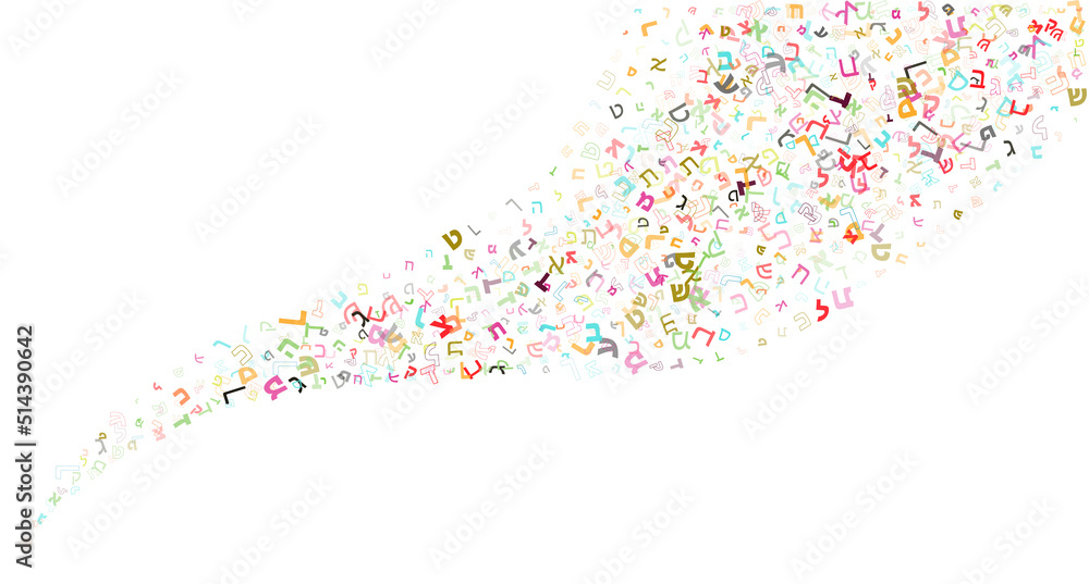 Colorful vector design made from Hebrew letters, scripts, or characters ...
