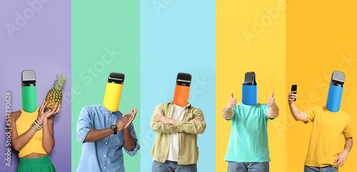 Set of people with electron...