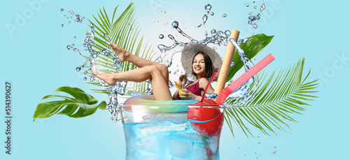 Creative collage of happy y...