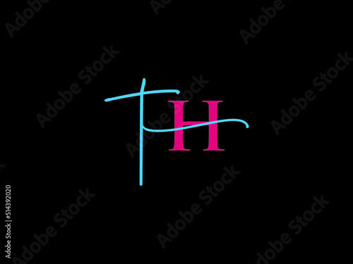 Fashion TH Logo Image, Signature Th ht Logo Icon With Colorful Signature Luxury Letter Design