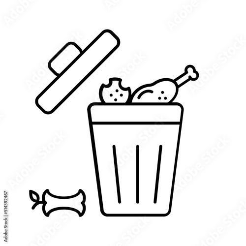 Black line icon for Food waste