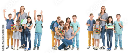 Set of school teacher and s...