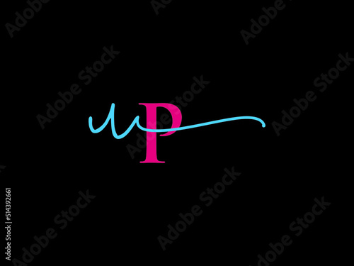 Letter UP Signature Letter, Signature Up pu Logo Icon and Unique Signature Colorful Letter Design