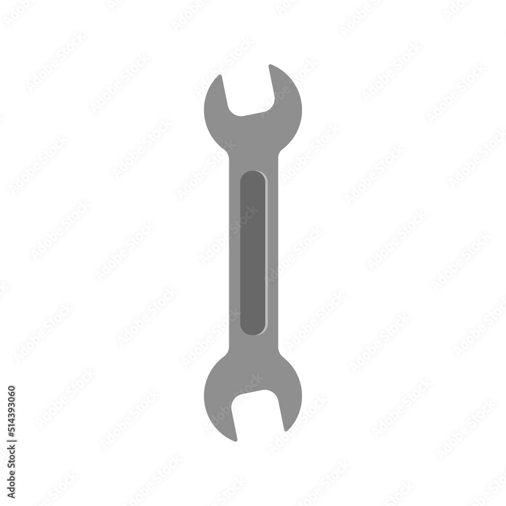 Grey wrench mechanics tool vector icon on white background. Grey wrench mechanics tool vector icon on white background.