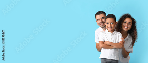 Happy interracial family on...