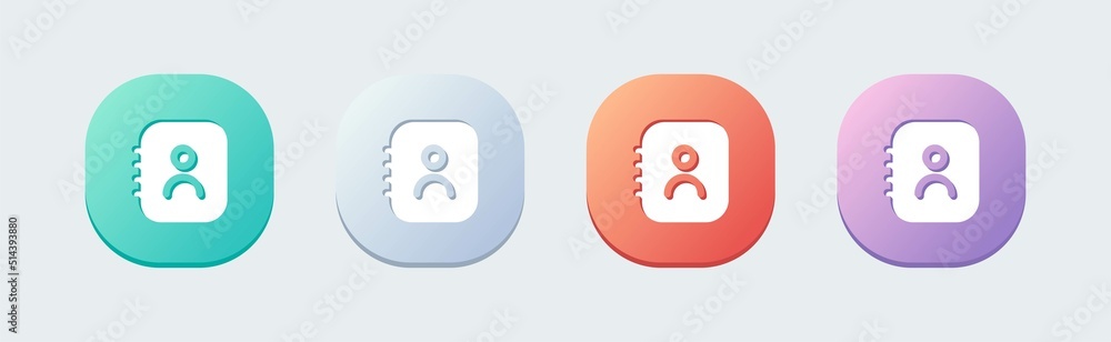 Contact book solid icon in flat design style. Adress book or phone book symbol vector. Contact book solid icon in flat design style. Adress book or phone book symbol vector.