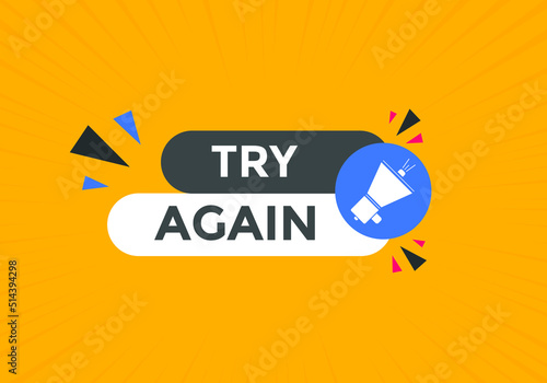 Try again colorful vector flat illustration. Sign icon label template.