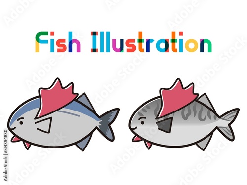 シンプルでかわいい魚のヒーローキャラクターイラスト（サバとサンマ）