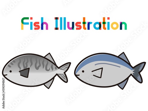 シンプルでかわいい魚のイラスト（サバとサンマ）